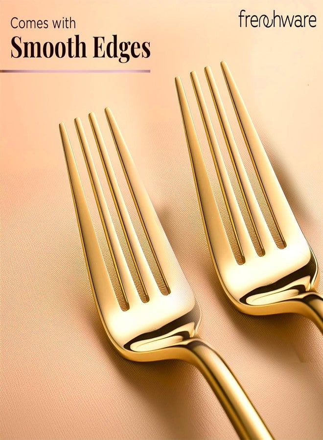 أدوات فرنسية طقم أدوات مائدة فرنسية (6 قطع، شوك ذهبية من الفولاذ المقاوم للصدأ)، مصنوع من مواد آمنة غذائيًا بنسبة 100%، غير سام، مقاوم للصدأ، آمن للغسل في غسالة الأطباق، طقم هدايا مثالي لجميع المناسبات - Image 4